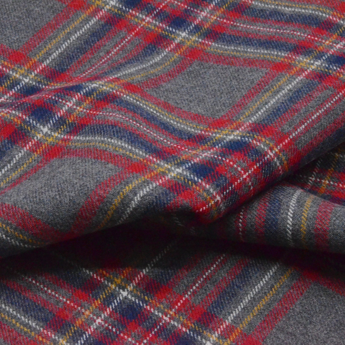 Plaid Wool Fabric By The Yard Etsy