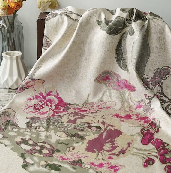 Jacquard brocade fabric by the yard
