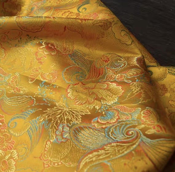 Textured jacquard floral embossed brocade fabric by the yard