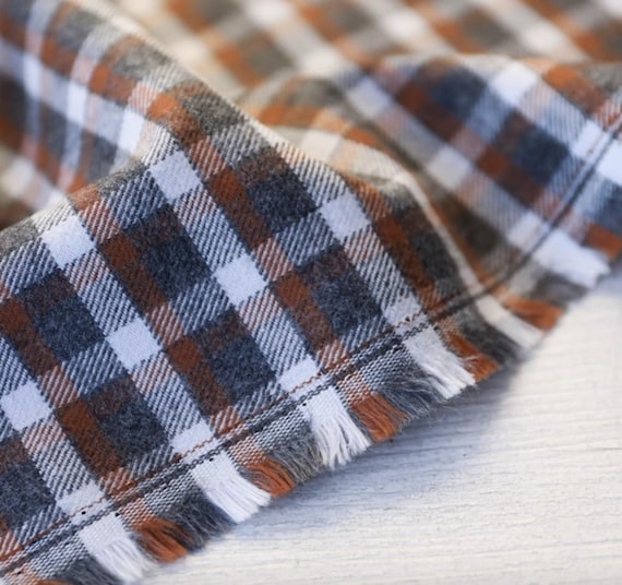 Plaid cotton fabric by the yard