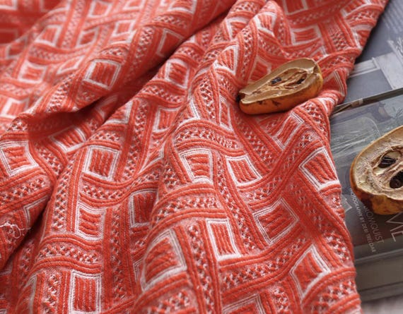 Extra Wide Jacquard Linen Fabric by the yard - 280cm Wide