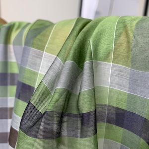 Plaid Silk cotton fabric by the yard