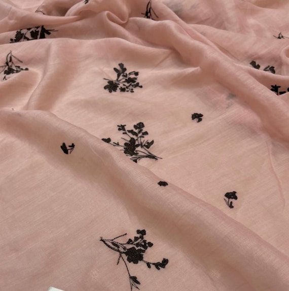 Embroidery ramie fabric by the yard