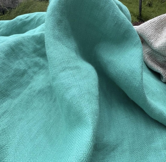 Herringbone linen fabric by the yard