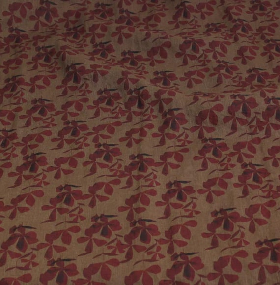 Print floral linen fabric by the yard
