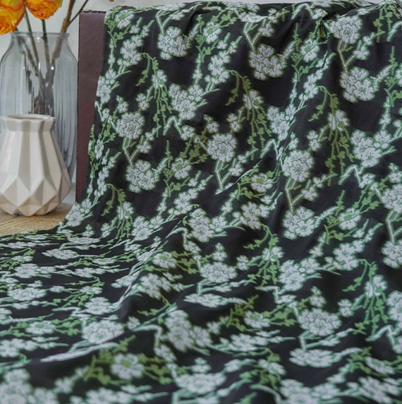 Jacquard floral fabric by the yard