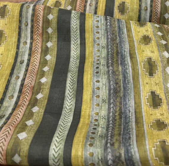 Striped Print ramie fabric by the yard