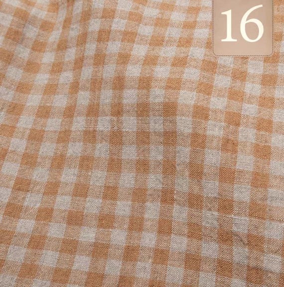 Plaid linen fabric by the yard