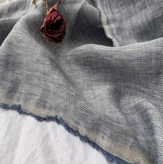 Herringbone linen fabric by the yard