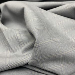 Plaid silk wool fabric, worsted suiting trousers fabric by the yard