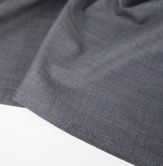 Grey Worsted Wool fabric by the yard