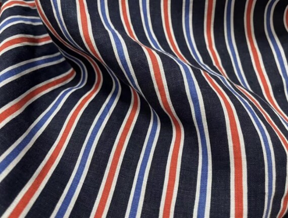 Striped linen fabric by the yard
