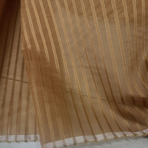 Metallic Striped silk fabric by the yard