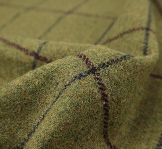 Plaid Wool fabric by the yard