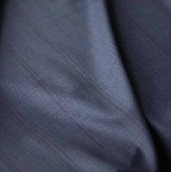 Plaid worsted wool fabric by the yard
