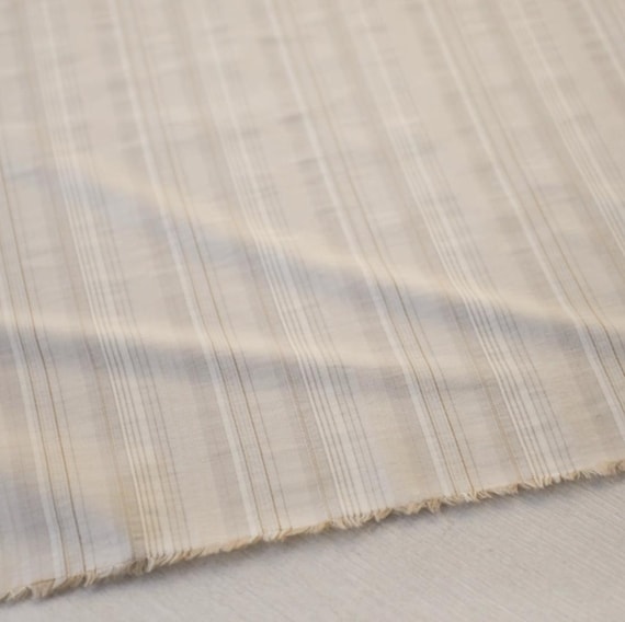Striped linen fabric by the yard