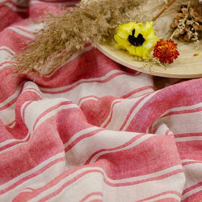 Striped Extra Wide Linen Cotton Fabric by the Yard Etsy