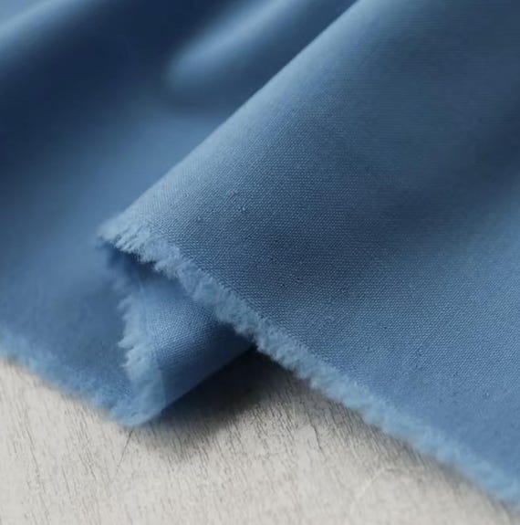 Blue Worsted Wool fabric by the yard SUITING Fabric