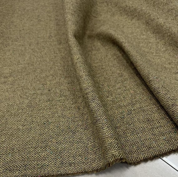 Herringbone virgin wool fabric by the yard