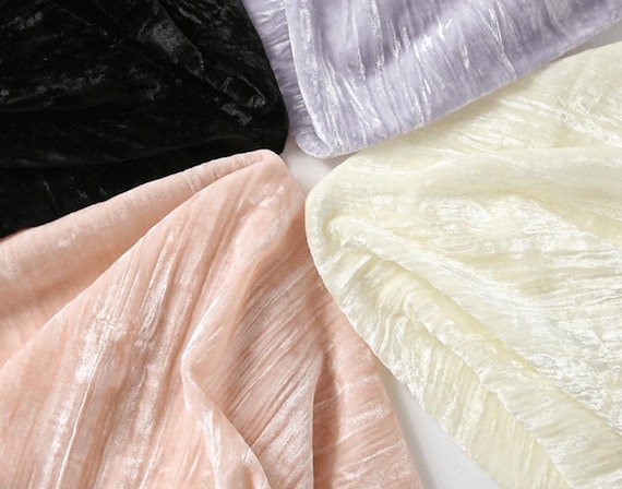 Textured crinkled velvet fabric by the yard