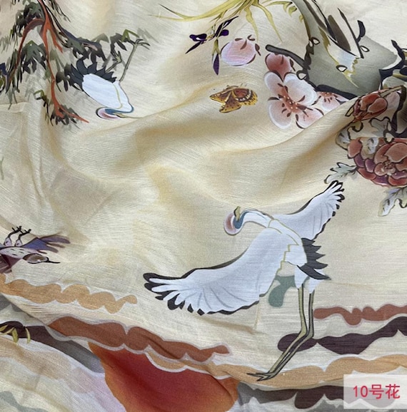 Multi Color Options Print silk linen fabric by the yard