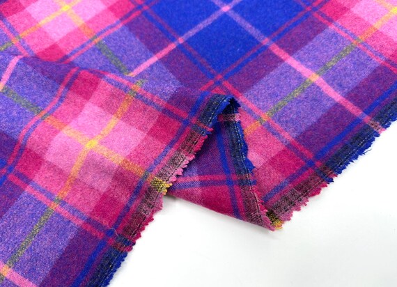Plaid wool fabric by the yard