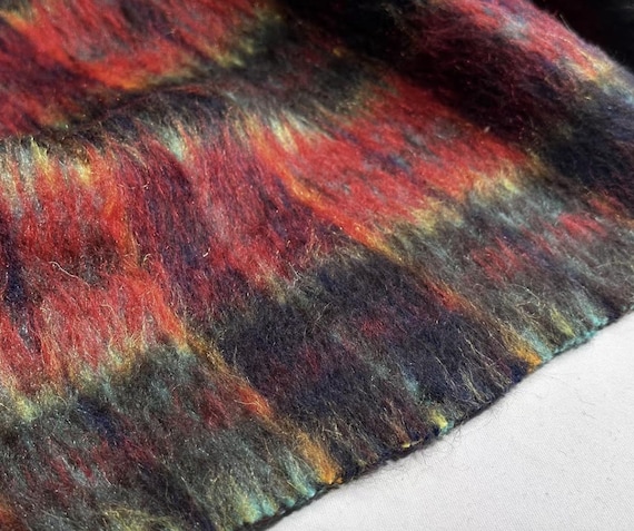 Plaid mohair wool fabric by the yard
