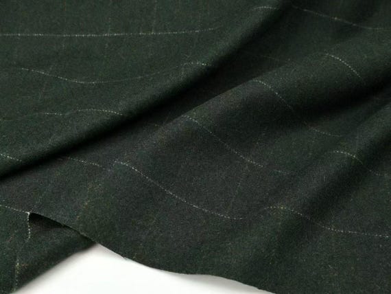 Green Plaid Wool fabric by the yard