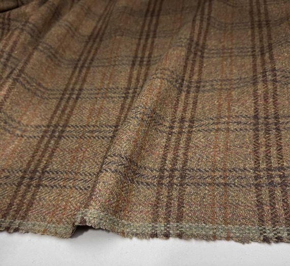 Plaid wool fabric by the yard