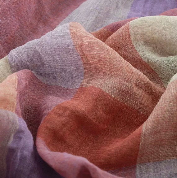 Plaid Linen fabric by the yard