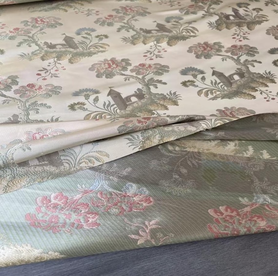 Floral Jacquard Silk Fabric by the yard