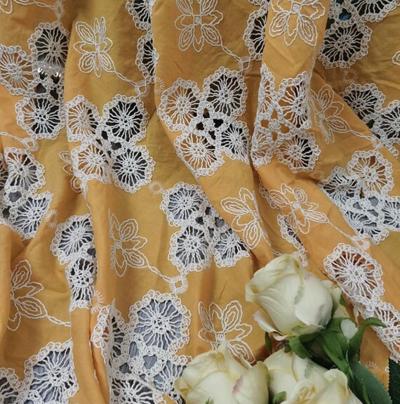 Embroidery cotton fabric By the yard