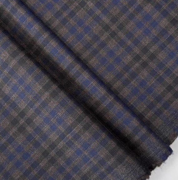 Plaid Worsted Wool fabric by the yard SUITING Fabric