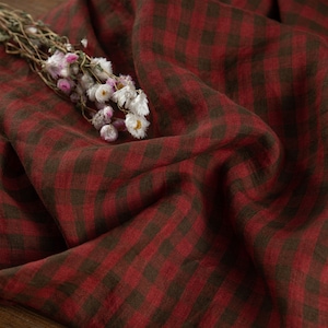 Yarn dyed plaid checks gingham checkered linen fabric by the yard
