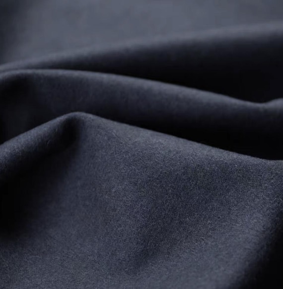 Dark gray blue wool fabric by the yard