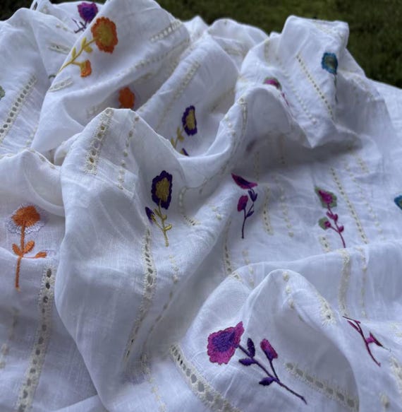 Embroidery linen fabric by the yard