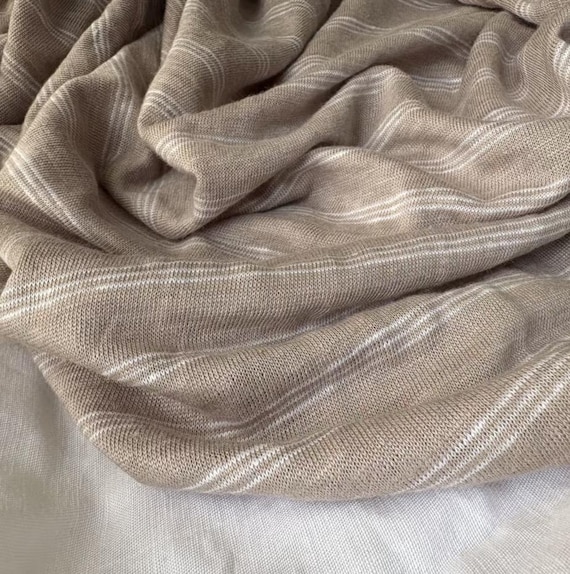Striped Knit linen jersey fabric by the yard