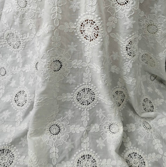 Embroidery cotton fabric By the yard