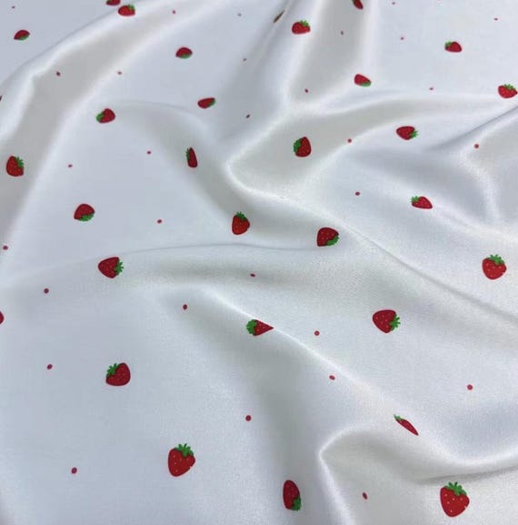 Strawberry Print silk fabric by the yard