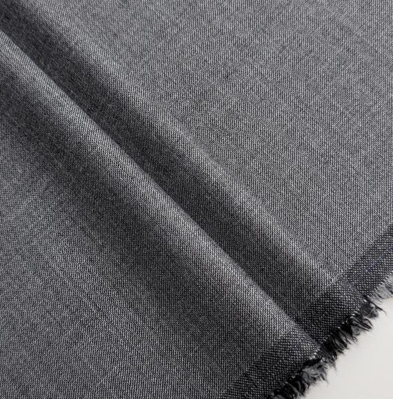 Grey Worsted wool fabric by the yard