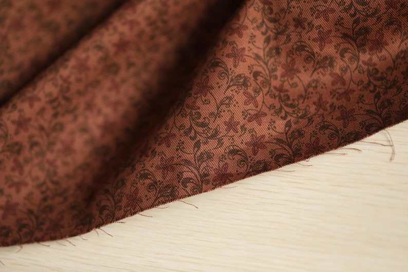Print floral twill cotton fabric by the yard