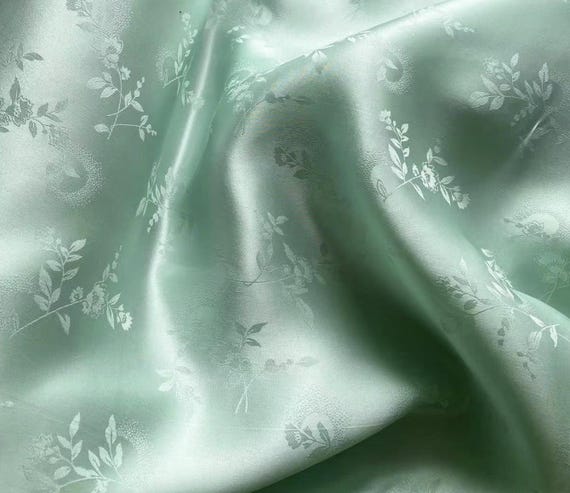Floral jacquard silk fabric by the yard #26424XHZ