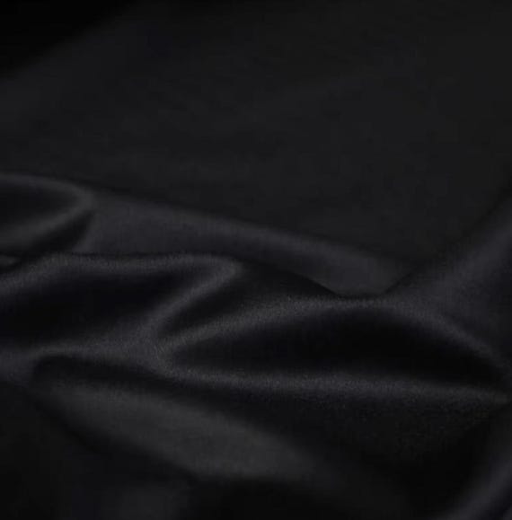 Black Cashmere wool fabric by the yard