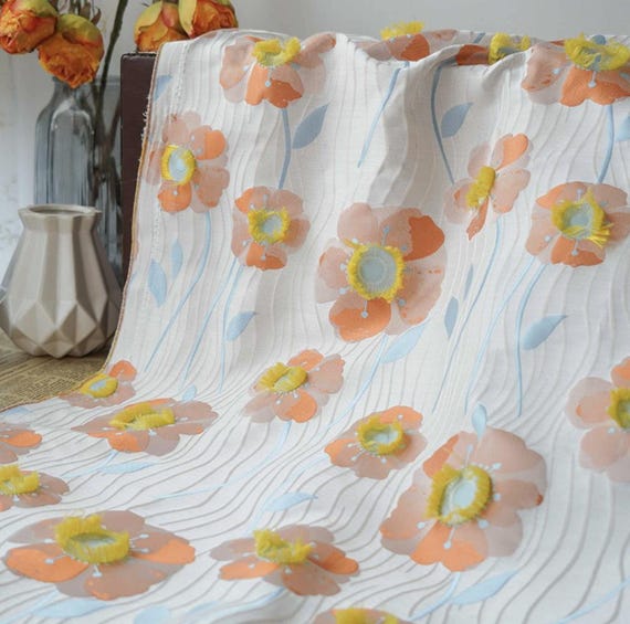 Jacquard brocade fabric by the yard
