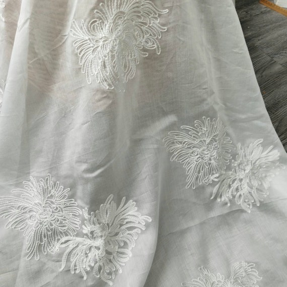 Floral Embroidery tencel fabric By the yard