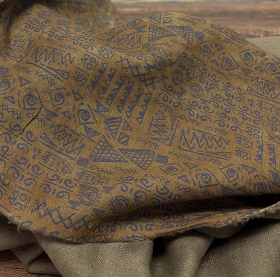 Print floral linen fabric by the yard