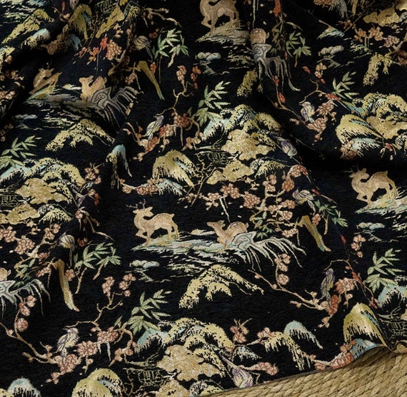 Jacquard brocade fabric by the yard