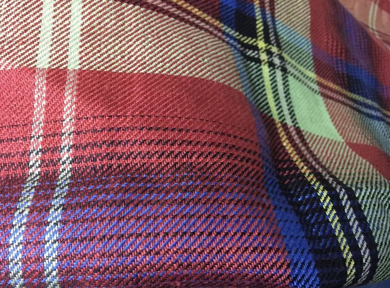 Plaid linen fabric by the yard | Etsy