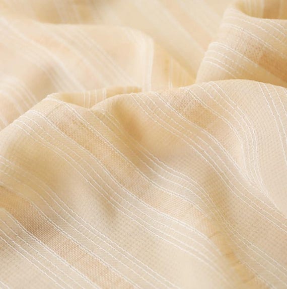 Striped linen cotton fabric by the yard