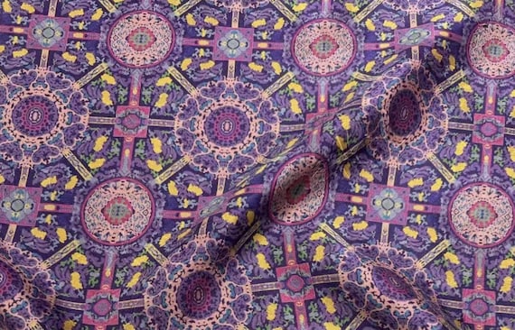 Jacquard Print Gambiered silk fabric by the yard